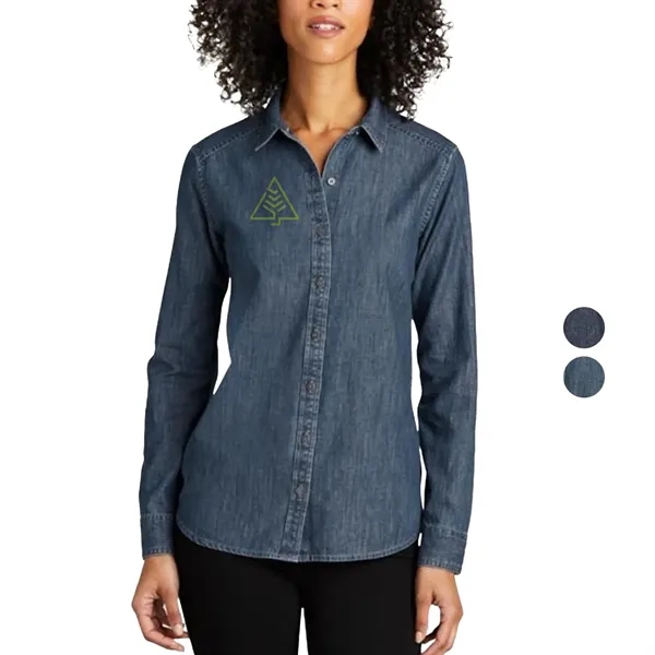 Port Authority Ladies Long Sleeve Perfect Denim Shirt 5.4 oz - Port Authority Ladies Long Sleeve Perfect Denim Shirt 5.4 oz - Image 0 of 9