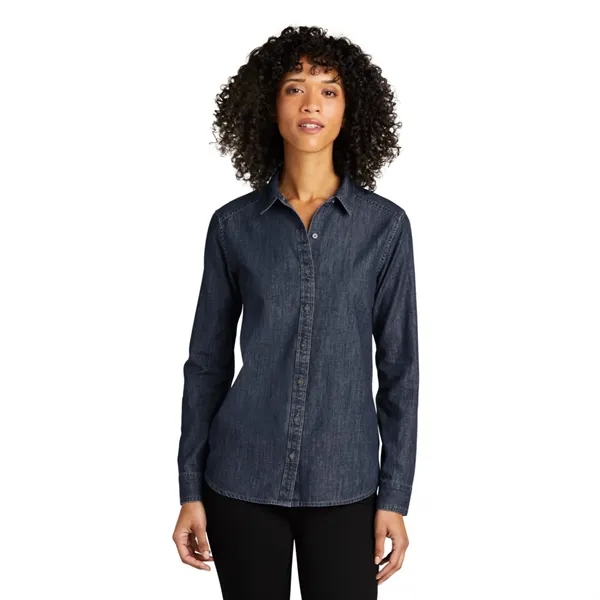 Port Authority Ladies Long Sleeve Perfect Denim Shirt 5.4 oz - Port Authority Ladies Long Sleeve Perfect Denim Shirt 5.4 oz - Image 9 of 9
