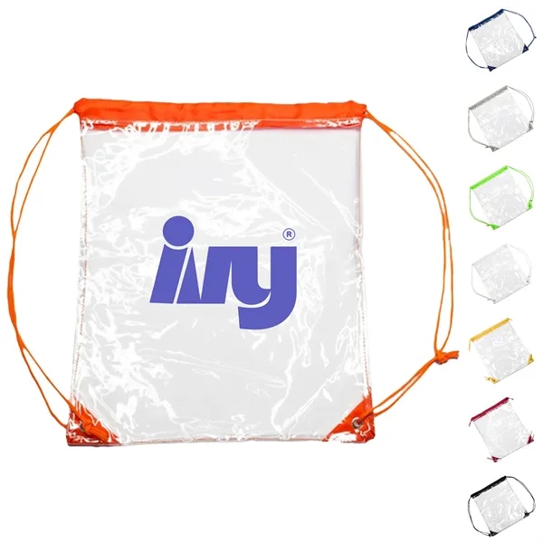 Clear PVC Drawstring Backpack w/ Matching Cinch Bag - Clear PVC Drawstring Backpack w/ Matching Cinch Bag - Image 0 of 8