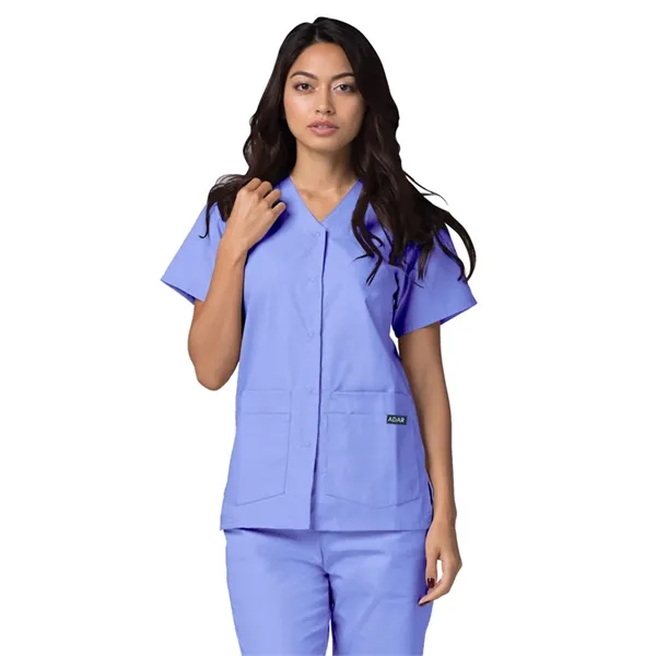Adar - Universal - Women's Double Pocket Snap Front Top - Adar - Universal - Women's Double Pocket Snap Front Top - Image 3 of 11