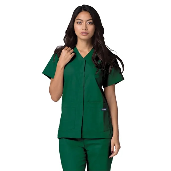 Adar - Universal - Women's Double Pocket Snap Front Top - Adar - Universal - Women's Double Pocket Snap Front Top - Image 4 of 11