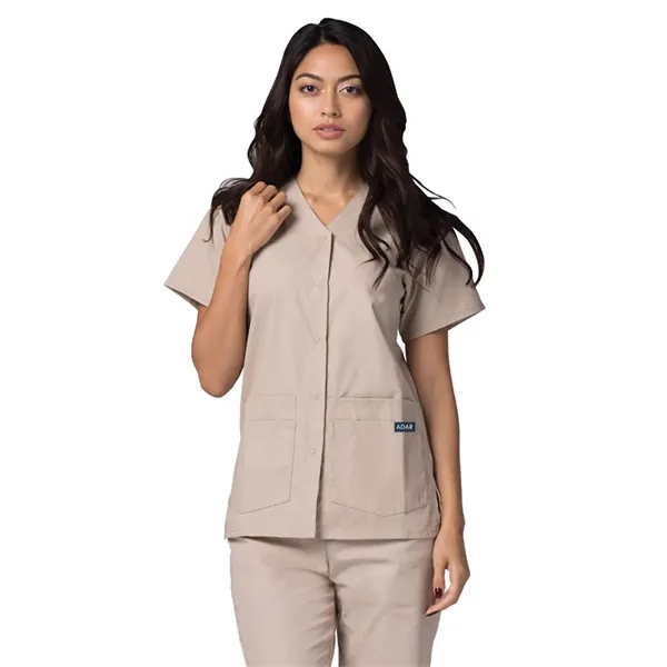Adar - Universal - Women's Double Pocket Snap Front Top - Adar - Universal - Women's Double Pocket Snap Front Top - Image 5 of 11