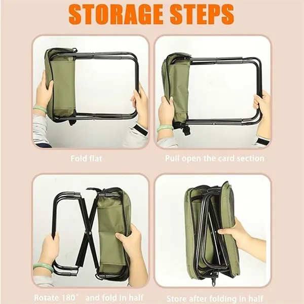 Outdoor Zipper Pack Camping Chair Foldable Backpack Stool - Outdoor Zipper Pack Camping Chair Foldable Backpack Stool - Image 2 of 5