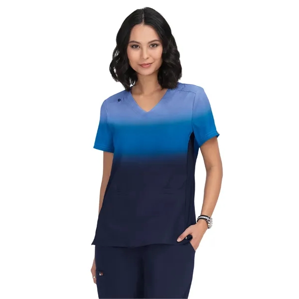 koi - Lite - Women's Two-Pocket V-Neck Ombre Print Reclai... - koi - Lite - Women's Two-Pocket V-Neck Ombre Print Reclai... - Image 3 of 3