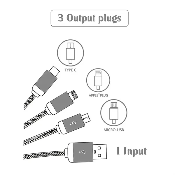 3 In 1 Light Up Logo Charging Cable - 3 In 1 Light Up Logo Charging Cable - Image 2 of 3