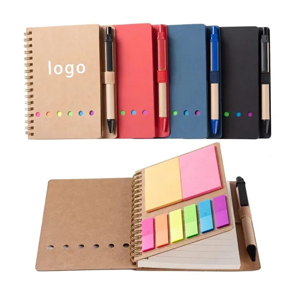 Spiral Notebook With Sticky Notes And Pen - Spiral Notebook With Sticky Notes And Pen - Image 0 of 3