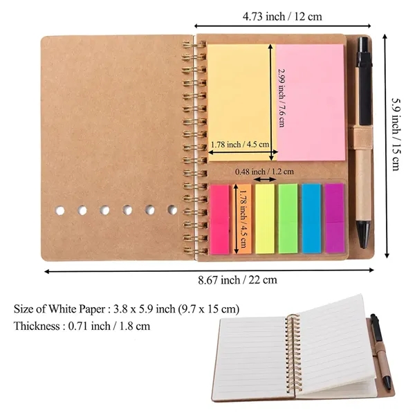 Spiral Notebook With Sticky Notes And Pen - Spiral Notebook With Sticky Notes And Pen - Image 1 of 3