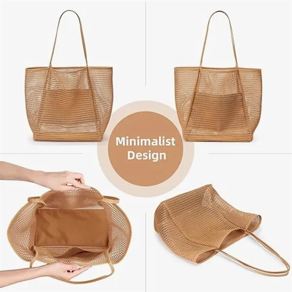 Foldable Mesh Beach Tote Bag - Foldable Mesh Beach Tote Bag - Image 6 of 7