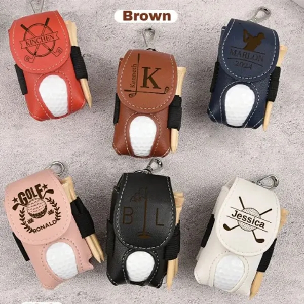 Leather Golf Ball Pouch Mini Pocket Storage Bag - Leather Golf Ball Pouch Mini Pocket Storage Bag - Image 2 of 5