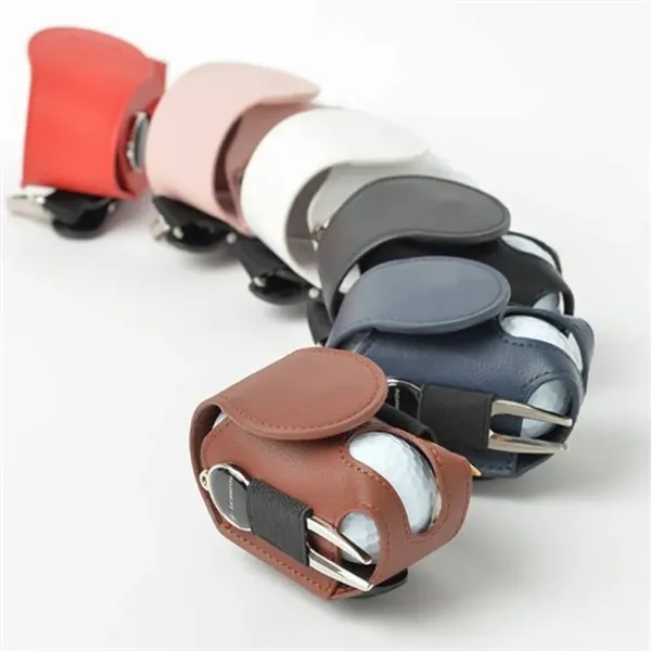 Leather Golf Ball Pouch Mini Pocket Storage Bag - Leather Golf Ball Pouch Mini Pocket Storage Bag - Image 4 of 5