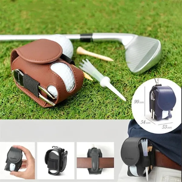 Leather Golf Ball Pouch Mini Pocket Storage Bag - Leather Golf Ball Pouch Mini Pocket Storage Bag - Image 5 of 5