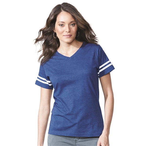 LAT Women's Football V-Neck Fine Jersey Tee - LAT Women's Football V-Neck Fine Jersey Tee - Image 3 of 40
