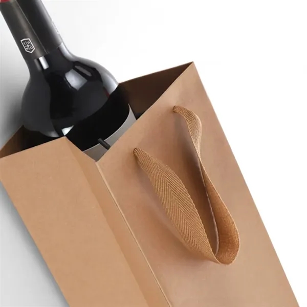 Kraft Bags with Handles for Single and Double Wine Bottles - Kraft Bags with Handles for Single and Double Wine Bottles - Image 3 of 4