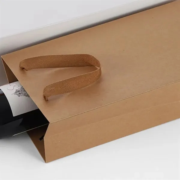 Kraft Bags with Handles for Single and Double Wine Bottles - Kraft Bags with Handles for Single and Double Wine Bottles - Image 4 of 4
