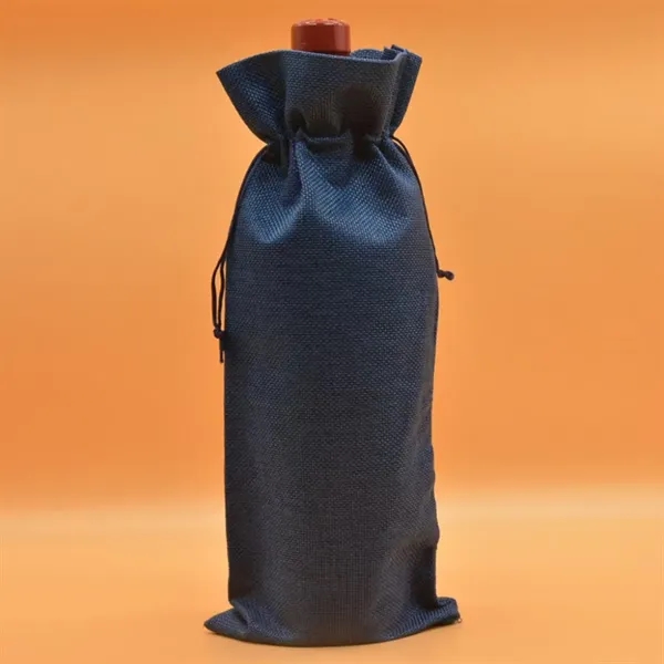 Burlap Wine Bottle Bag with Drawstring for Christmas Party - Burlap Wine Bottle Bag with Drawstring for Christmas Party - Image 1 of 9