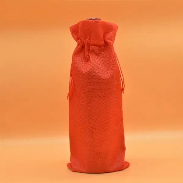 Burlap Wine Bottle Bag with Drawstring for Christmas Party - Burlap Wine Bottle Bag with Drawstring for Christmas Party - Image 2 of 9