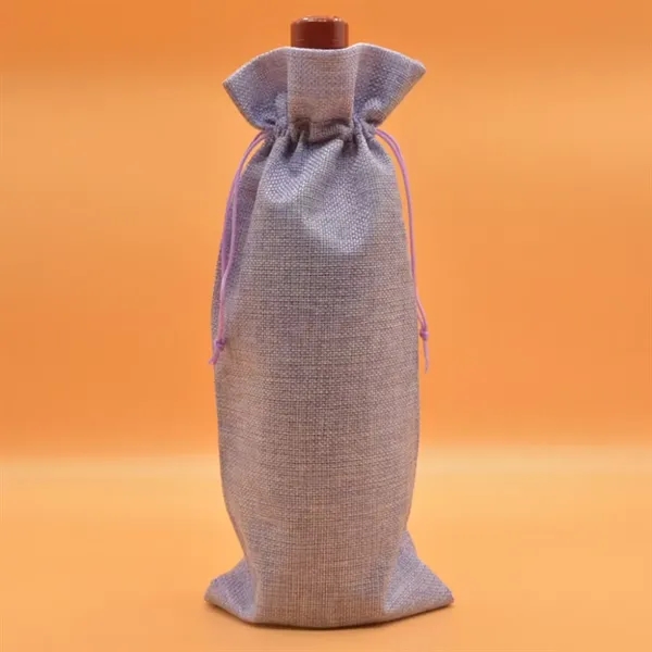 Burlap Wine Bottle Bag with Drawstring for Christmas Party - Burlap Wine Bottle Bag with Drawstring for Christmas Party - Image 5 of 9