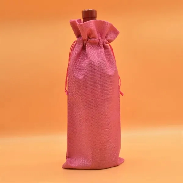 Burlap Wine Bottle Bag with Drawstring for Christmas Party - Burlap Wine Bottle Bag with Drawstring for Christmas Party - Image 6 of 9
