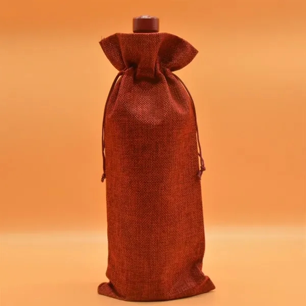 Burlap Wine Bottle Bag with Drawstring for Christmas Party - Burlap Wine Bottle Bag with Drawstring for Christmas Party - Image 8 of 9