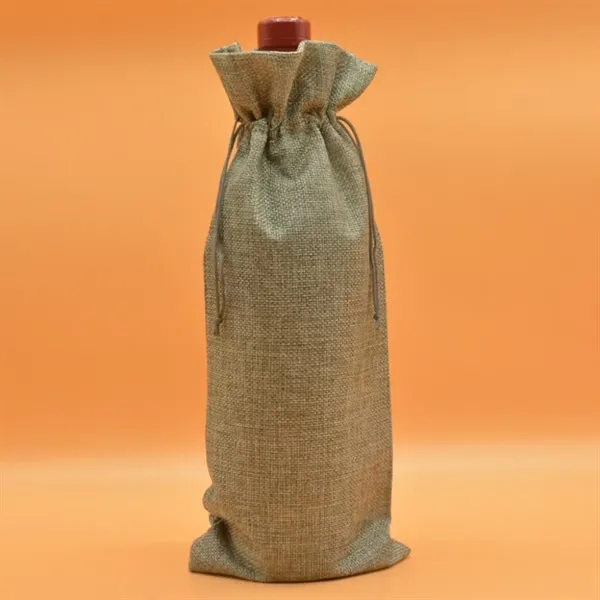 Burlap Wine Bottle Bag with Drawstring for Christmas Party - Burlap Wine Bottle Bag with Drawstring for Christmas Party - Image 9 of 9