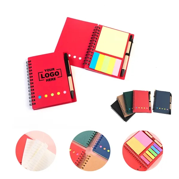 Spiral Notepad Set with Pen, Sticky Notes & Tab Flags - Spiral Notepad Set with Pen, Sticky Notes & Tab Flags - Image 0 of 4