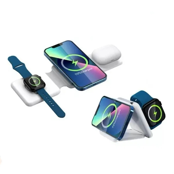15W 3-in-1 Magnetic Wireless Charger with Foldable Qi Stand - 15W 3-in-1 Magnetic Wireless Charger with Foldable Qi Stand - Image 1 of 13