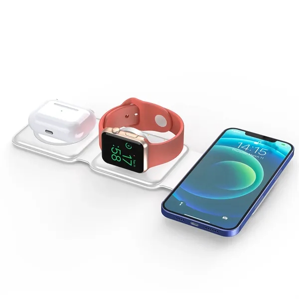 15W 3-in-1 Magnetic Wireless Charger with Foldable Qi Stand - 15W 3-in-1 Magnetic Wireless Charger with Foldable Qi Stand - Image 6 of 13
