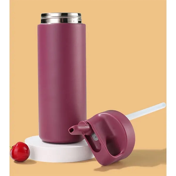 Double-Wall Stainless Steel Insulated Tumbler with Straw - Double-Wall Stainless Steel Insulated Tumbler with Straw - Image 4 of 14