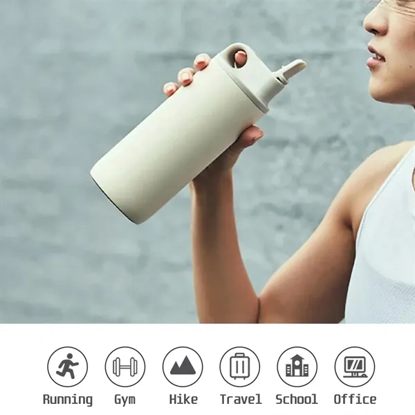 Double-Wall Stainless Steel Insulated Tumbler with Straw - Double-Wall Stainless Steel Insulated Tumbler with Straw - Image 8 of 14