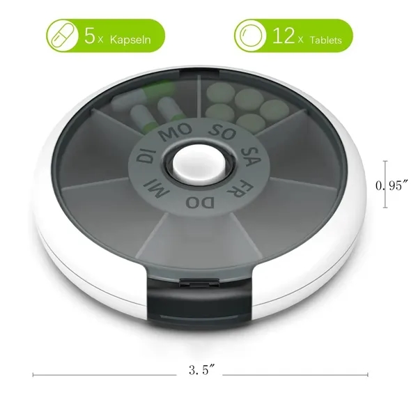 7-Day Round Push-Button Weekly Pill Organizer - 7-Day Round Push-Button Weekly Pill Organizer - Image 1 of 4