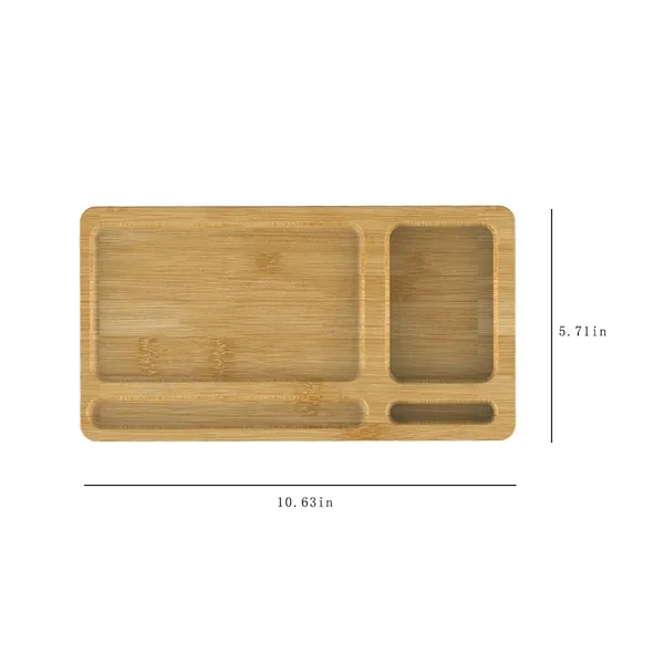 2 In 1 Bamboo Wireless Charger Storage Tray Desk Organizer - 2 In 1 Bamboo Wireless Charger Storage Tray Desk Organizer - Image 1 of 4
