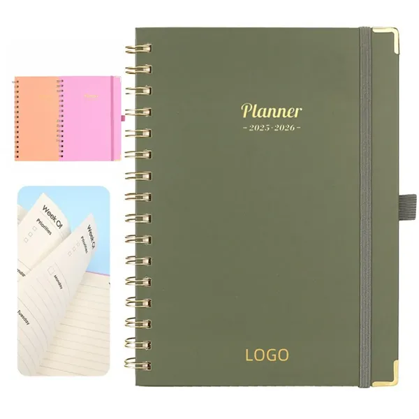 Hardcover A5 Spiral Notebook with Elastic Bands - Hardcover A5 Spiral Notebook with Elastic Bands - Image 0 of 5