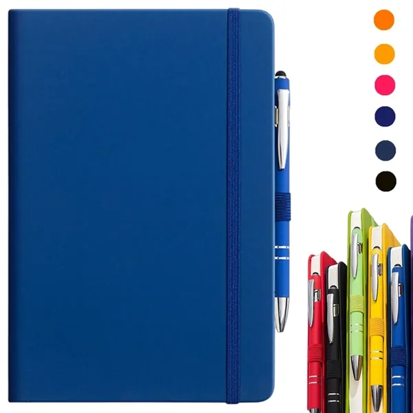 A5 Lined PU Leather Writing Journal Notebook with Pen - A5 Lined PU Leather Writing Journal Notebook with Pen - Image 0 of 8
