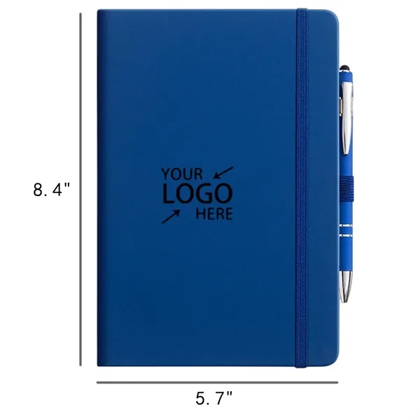 A5 Lined PU Leather Writing Journal Notebook with Pen - A5 Lined PU Leather Writing Journal Notebook with Pen - Image 1 of 8