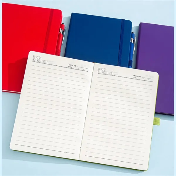 A5 Lined PU Leather Writing Journal Notebook with Pen - A5 Lined PU Leather Writing Journal Notebook with Pen - Image 4 of 8