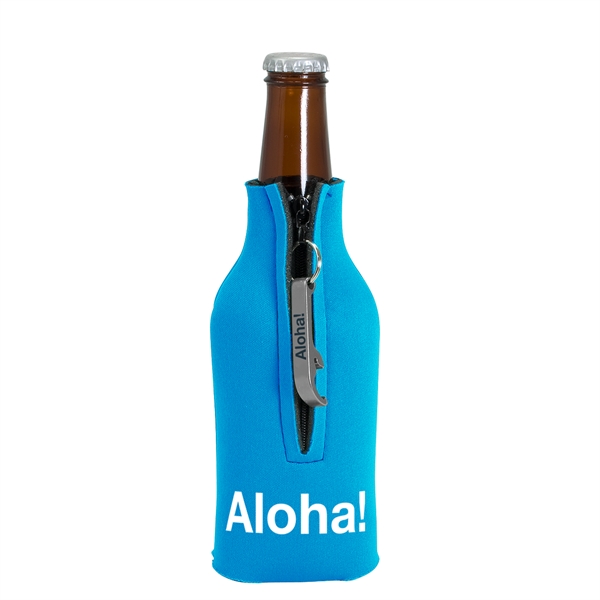Zippered Bottle Coolie™ With Opener - Zippered Bottle Coolie™ With Opener - Image 2 of 2