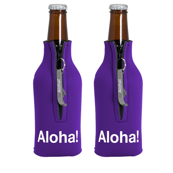 Zippered Bottle Coolie™ With Opener - Zippered Bottle Coolie™ With Opener - Image 1 of 2