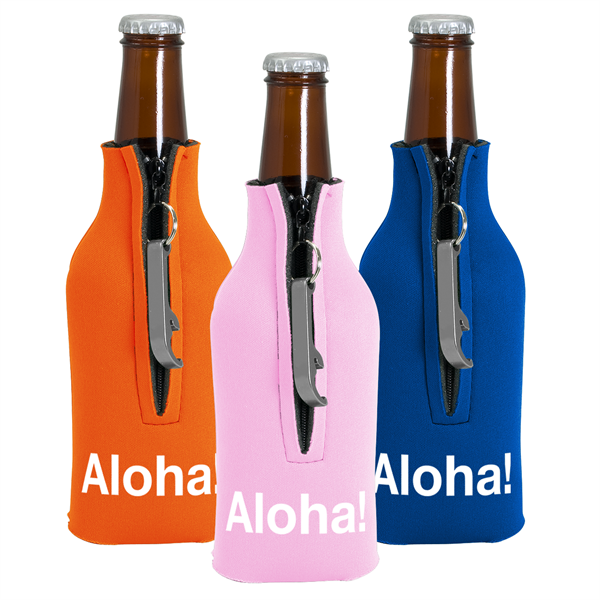 Zippered Bottle Coolie™ With Opener - Zippered Bottle Coolie™ With Opener - Image 0 of 27