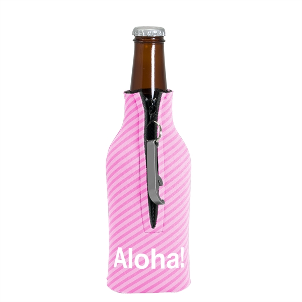Zippered Bottle Coolie™ With Opener - Zippered Bottle Coolie™ With Opener - Image 2 of 3