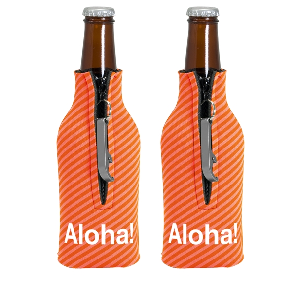 Zippered Bottle Coolie™ With Opener - Zippered Bottle Coolie™ With Opener - Image 1 of 3
