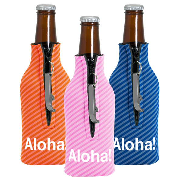 Zippered Bottle Coolie™ With Opener - Zippered Bottle Coolie™ With Opener - Image 0 of 3