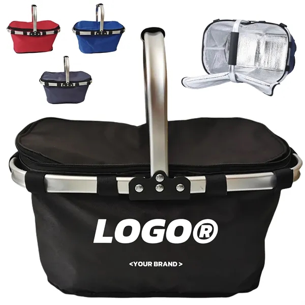 Portable Folding Picnic Basket Insulated Cooler With Handle - Portable Folding Picnic Basket Insulated Cooler With Handle - Image 0 of 7