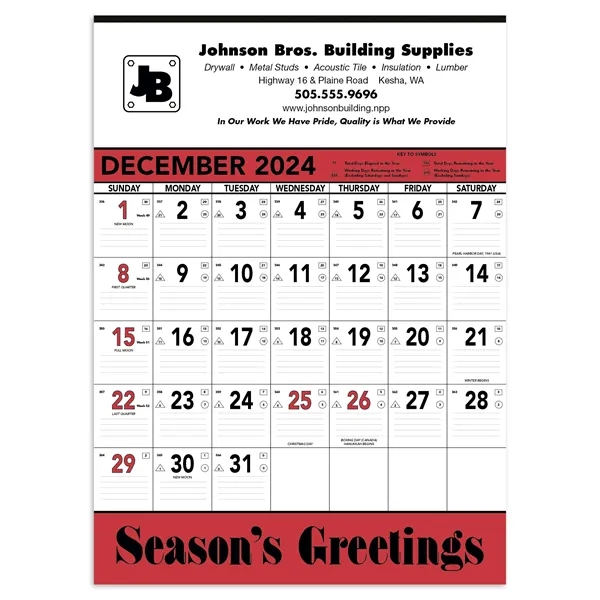Triumph® Calendars Red & Black Contractor Memo Calendar - Triumph® Calendars Red & Black Contractor Memo Calendar - Image 1 of 2