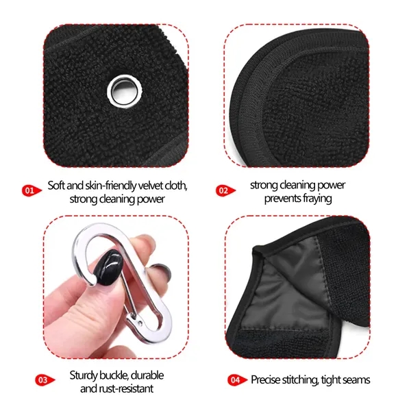 Reusable Portable Golf Ball Cleaning Towel Keychain Hook - Reusable Portable Golf Ball Cleaning Towel Keychain Hook - Image 2 of 8