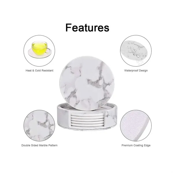 4" Pu 6pcs Set Home Tabletop Protection Drink Coasters - 4" Pu 6pcs Set Home Tabletop Protection Drink Coasters - Image 3 of 4
