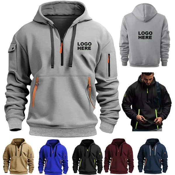 Vintage Quarter Zipper Pullover Sweatshirts Hoodies for Men - Vintage Quarter Zipper Pullover Sweatshirts Hoodies for Men - Image 0 of 14