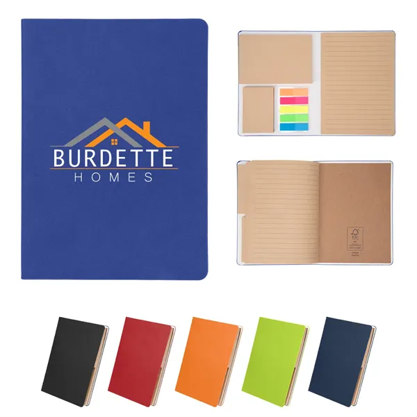 Theo Recycled PU Notebook With Kraft Paper and Sticky Notes - Theo Recycled PU Notebook With Kraft Paper and Sticky Notes - Image 0 of 6