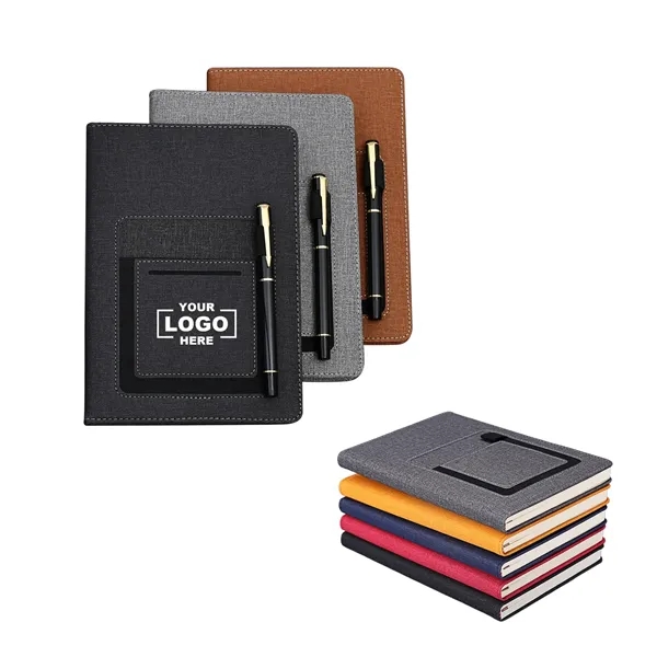 Soft Faux Leather A5 Journal with Pockets and Pen Holder - Soft Faux Leather A5 Journal with Pockets and Pen Holder - Image 0 of 6