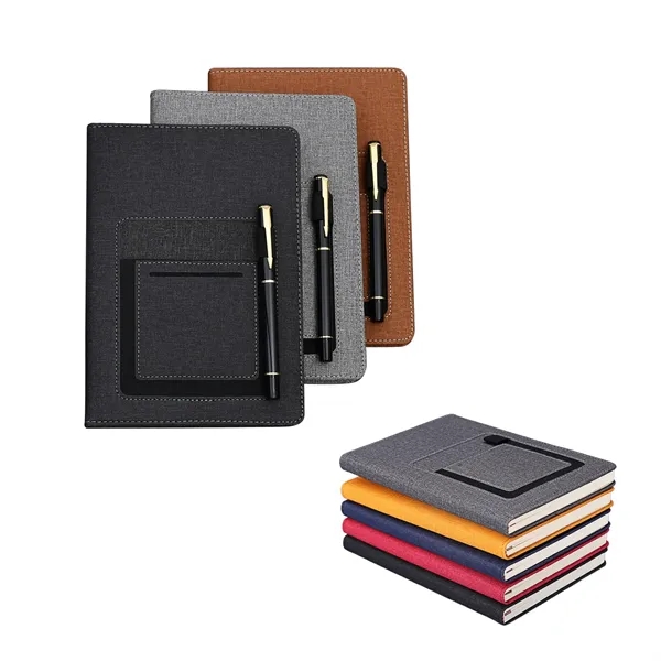 Soft Faux Leather A5 Journal with Pockets and Pen Holder - Soft Faux Leather A5 Journal with Pockets and Pen Holder - Image 1 of 6