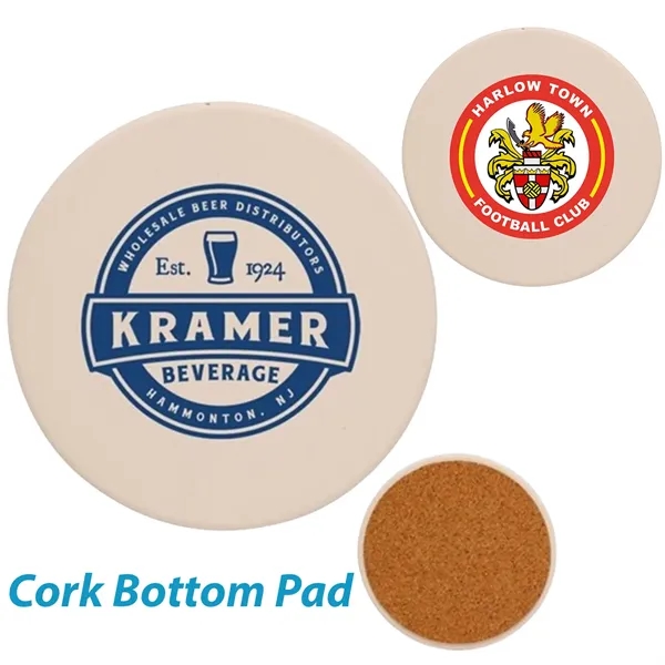USA Printed 4" Round Ceramic Coaster w/ Custom Logo - USA Printed 4" Round Ceramic Coaster w/ Custom Logo - Image 0 of 1